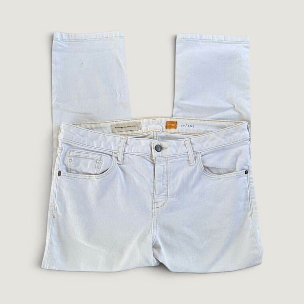 Pilcro And The Letterpress Anthropologie Slim Jeans Women's 32 White Button Fly